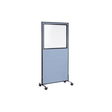 Global Equipment Interion    Mobile Office Partition Panel with Partial Window, 24-1/4"W x 99"H, Blue 695787MWBL